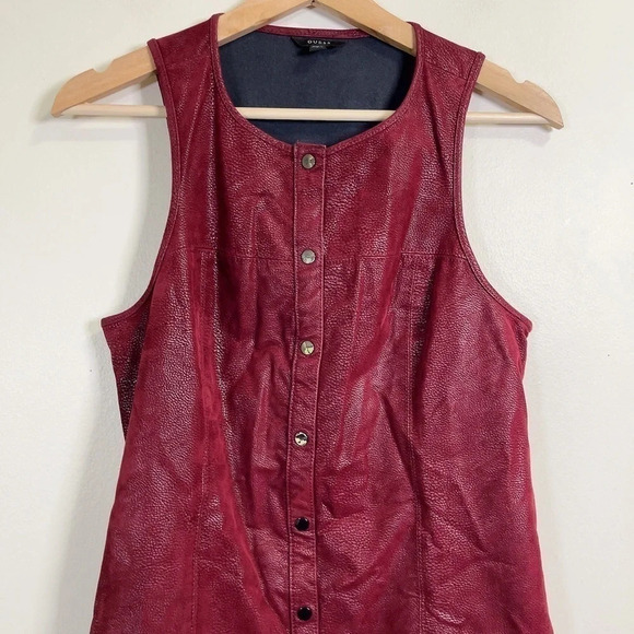 Guess Faux Leather Sleeveless Snap Button Mini Dress - Picture 6 of 14
